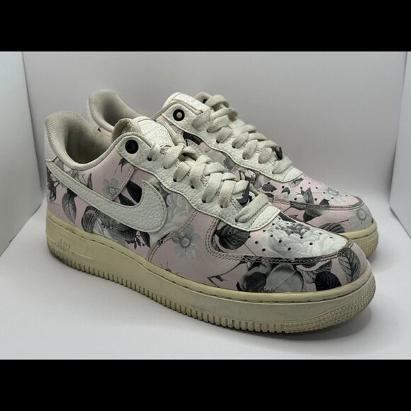 Nike Air Force 1 Low Floral Pink Grey Sneakers Women's Size 8.5‎ AO1017-102 - Picture 1 of 10